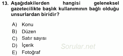 İletişim Ortamları Tasarımı 2016 - 2017 Ara Sınavı 13.Soru