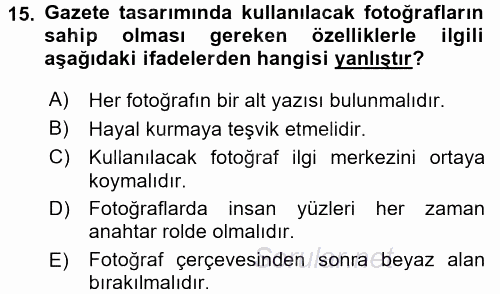 İletişim Ortamları Tasarımı 2016 - 2017 Ara Sınavı 15.Soru