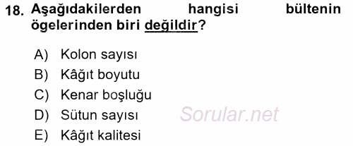 İletişim Ortamları Tasarımı 2016 - 2017 Ara Sınavı 18.Soru