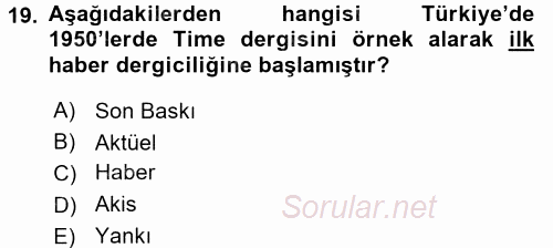 İletişim Ortamları Tasarımı 2016 - 2017 Ara Sınavı 19.Soru
