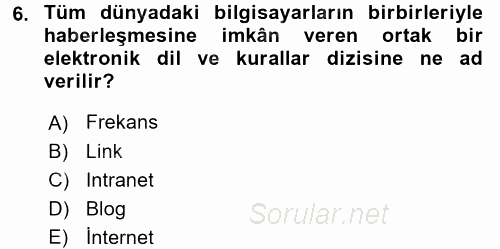 İletişim Ortamları Tasarımı 2016 - 2017 Ara Sınavı 6.Soru