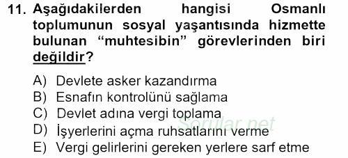 İslam Kurumları ve Medeniyeti 2012 - 2013 Dönem Sonu Sınavı 11.Soru