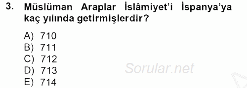 İslam Kurumları ve Medeniyeti 2012 - 2013 Dönem Sonu Sınavı 3.Soru