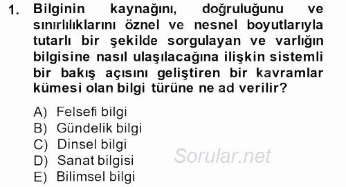 Sosyolojide Araştırma Yöntem ve Teknikleri 2014 - 2015 Dönem Sonu Sınavı 1.Soru
