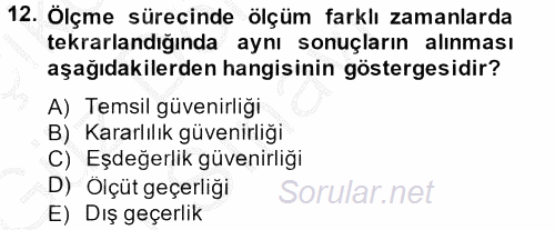 Sosyolojide Araştırma Yöntem ve Teknikleri 2014 - 2015 Dönem Sonu Sınavı 12.Soru