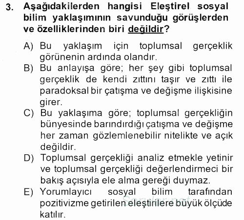 Sosyolojide Araştırma Yöntem ve Teknikleri 2014 - 2015 Dönem Sonu Sınavı 3.Soru