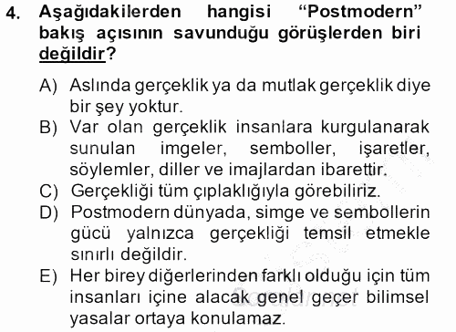 Sosyolojide Araştırma Yöntem ve Teknikleri 2014 - 2015 Dönem Sonu Sınavı 4.Soru