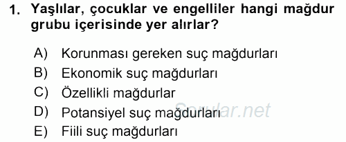 Suç Önleme Modelleri 2015 - 2016 Tek Ders Sınavı 1.Soru