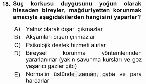 Suç Önleme Modelleri 2015 - 2016 Tek Ders Sınavı 18.Soru