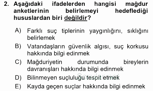 Suç Önleme Modelleri 2015 - 2016 Tek Ders Sınavı 2.Soru