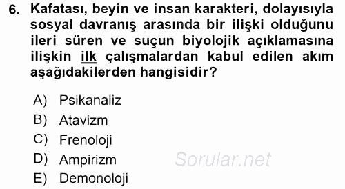 Suç Önleme Modelleri 2015 - 2016 Tek Ders Sınavı 6.Soru