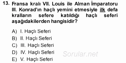 Türkiye Selçuklu Tarihi 2014 - 2015 Ara Sınavı 13.Soru