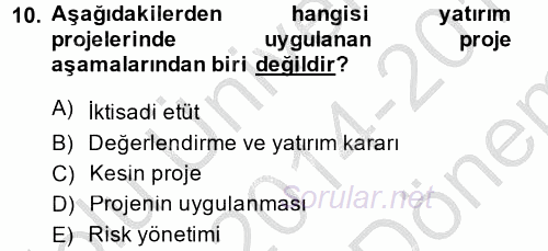 Hayvancılık Ekonomisi 2014 - 2015 Dönem Sonu Sınavı 10.Soru