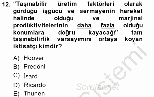 Hayvancılık Ekonomisi 2014 - 2015 Dönem Sonu Sınavı 12.Soru