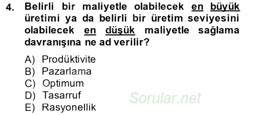 Hayvancılık Ekonomisi 2014 - 2015 Dönem Sonu Sınavı 4.Soru