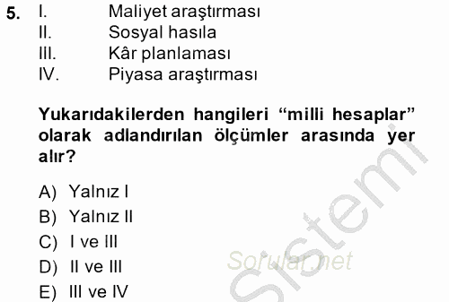 Hayvancılık Ekonomisi 2014 - 2015 Dönem Sonu Sınavı 5.Soru