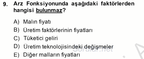 Hayvancılık Ekonomisi 2014 - 2015 Dönem Sonu Sınavı 9.Soru