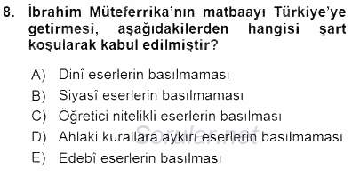 Tanzimat Dönemi Türk Edebiyatı 1 2015 - 2016 Ara Sınavı 8.Soru