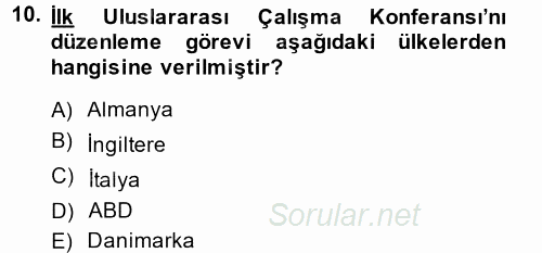 Uluslararası Sosyal Politika 2014 - 2015 Tek Ders Sınavı 10.Soru