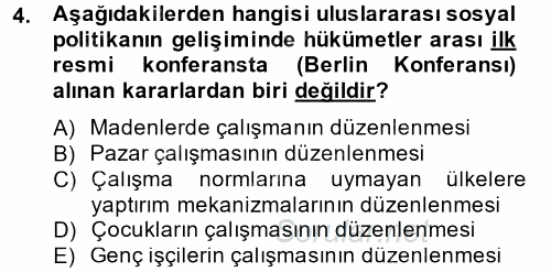 Uluslararası Sosyal Politika 2014 - 2015 Tek Ders Sınavı 4.Soru