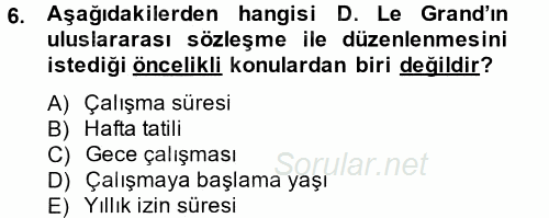 Uluslararası Sosyal Politika 2014 - 2015 Tek Ders Sınavı 6.Soru