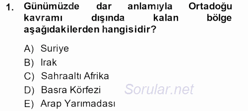 Modern Ortadoğu Tarihi 2014 - 2015 Ara Sınavı 1.Soru