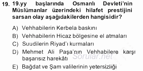 Modern Ortadoğu Tarihi 2014 - 2015 Ara Sınavı 19.Soru