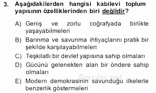 Modern Ortadoğu Tarihi 2014 - 2015 Ara Sınavı 3.Soru