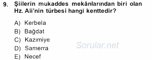 Modern Ortadoğu Tarihi 2014 - 2015 Ara Sınavı 9.Soru