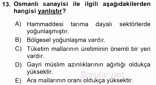 Endüstri Sosyolojisi 2017 - 2018 3 Ders Sınavı 13.Soru