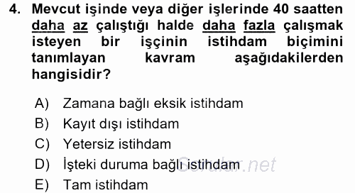 Endüstri Sosyolojisi 2017 - 2018 3 Ders Sınavı 4.Soru