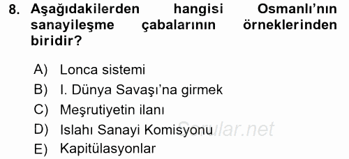 Endüstri Sosyolojisi 2017 - 2018 3 Ders Sınavı 8.Soru