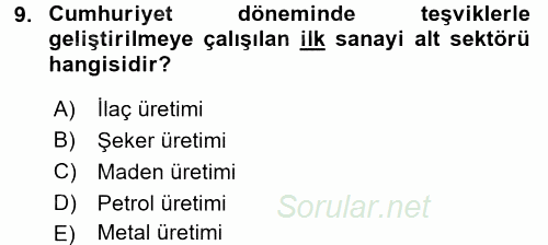 Endüstri Sosyolojisi 2017 - 2018 3 Ders Sınavı 9.Soru
