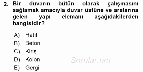 Konut Seçimi ve Düzenlenmesi 2015 - 2016 Ara Sınavı 2.Soru