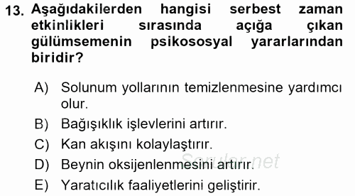 Yaşlılarda Çatışma Ve Stres Yönetimi 2 2017 - 2018 Dönem Sonu Sınavı 13.Soru