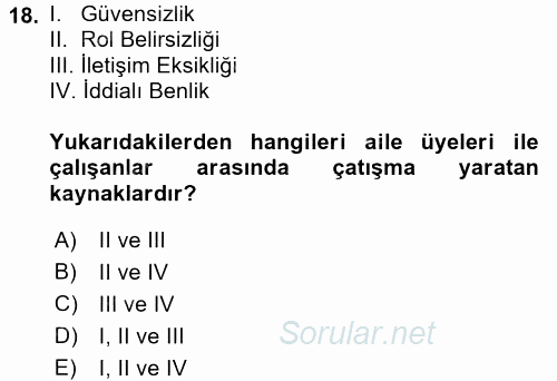 Yaşlılarda Çatışma Ve Stres Yönetimi 2 2017 - 2018 Dönem Sonu Sınavı 18.Soru