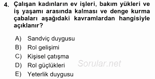 Yaşlılarda Çatışma Ve Stres Yönetimi 2 2017 - 2018 Dönem Sonu Sınavı 4.Soru