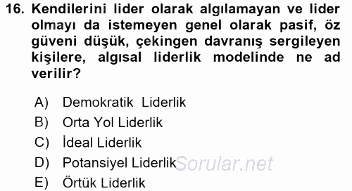 Spor Yönetimi 2015 - 2016 Ara Sınavı 16.Soru