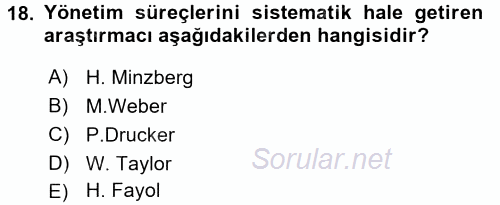 Spor Yönetimi 2015 - 2016 Ara Sınavı 18.Soru