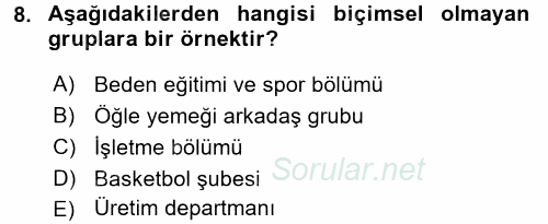 Spor Yönetimi 2015 - 2016 Ara Sınavı 8.Soru