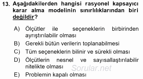 Kamu Yönetiminde Çağdaş Yaklaşımlar 2016 - 2017 Dönem Sonu Sınavı 13.Soru