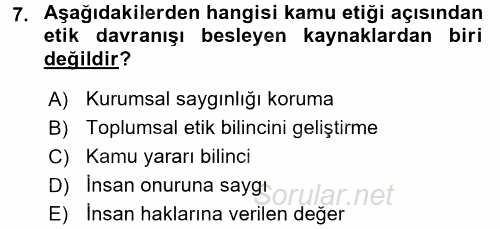 Kamu Yönetiminde Çağdaş Yaklaşımlar 2016 - 2017 Dönem Sonu Sınavı 7.Soru