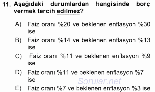 Para Teorisi 2016 - 2017 Ara Sınavı 11.Soru