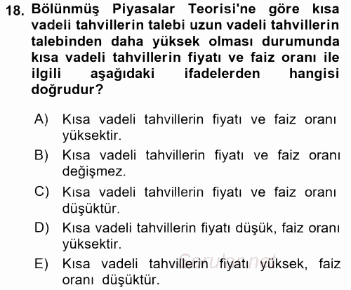 Para Teorisi 2016 - 2017 Ara Sınavı 18.Soru