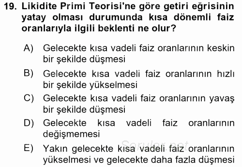 Para Teorisi 2016 - 2017 Ara Sınavı 19.Soru