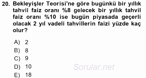 Para Teorisi 2016 - 2017 Ara Sınavı 20.Soru