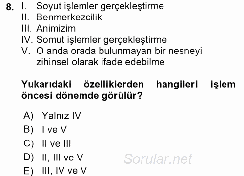 Hasta Çocukların Gelişimi Ve Eğitimi 2015 - 2016 Ara Sınavı 8.Soru