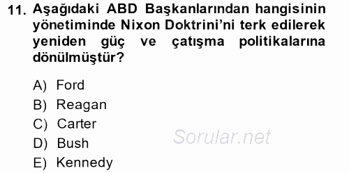Siyasi Tarih 2 2013 - 2014 Dönem Sonu Sınavı 11.Soru