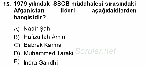 Siyasi Tarih 2 2013 - 2014 Dönem Sonu Sınavı 15.Soru