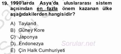 Siyasi Tarih 2 2013 - 2014 Dönem Sonu Sınavı 19.Soru